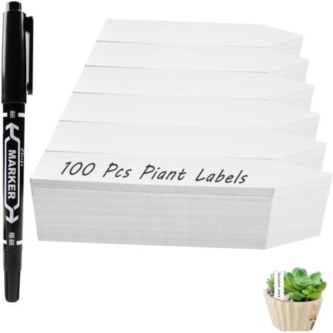 Paquet de 100 PièCes Etiquette Jardin, Plastique ImperméAble Etiquette Potager, Pour L'Identification Des Plantes D'Art de Jardin Etiquettes Potager. 10x2 cm (1/5)