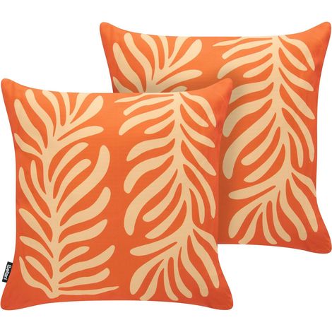 Gartenkissen 2er Set ALISMA Pflanzenmuster 45 x 45 cm Orange (1/5)