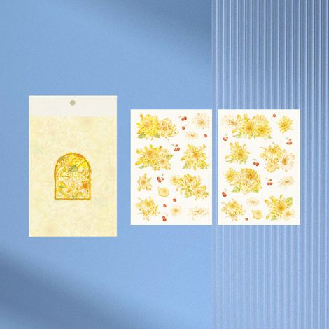 Blumendekor-Aufkleber aus PET – 2 mehrfarbige Bögen, selbstklebend und wasserfest, Pflanzenimitation für DIY-Scrapbooking (1/5)