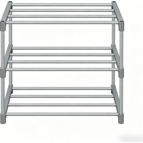 Scarpiera aperta a 3 livelli in metallo grigio 42 x 30 x 37 cm per 6 paia HOMVRA (1/5)
