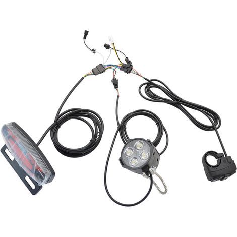 Kit phare et feu arrière pour vélo électrique, clignotants, éclairage avant et arrière, klaxon avec interrupteur 24-48 V