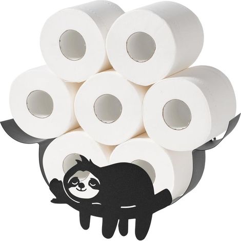 Porte-papier toilette paresseux pour 8 rouleaux supplémentaires, rangement mural décoratif et amusant pour papier toilette, meuble de rangement pour salle de bain (1/5)