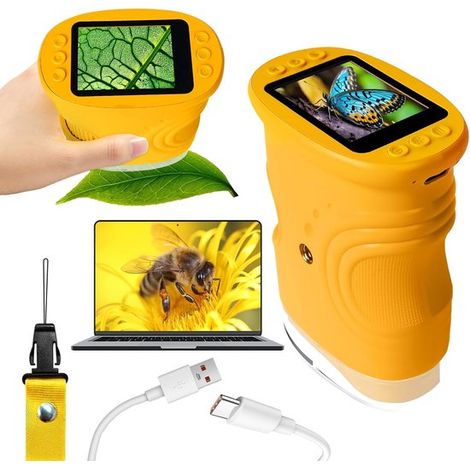 Microscope - Microscope pour enfants - Microscope de poche portable - Écran HD 1080p de 5 cm - Jouet éducatif pour toute la famille - Cadeau de Noël pour les 4-12 ans - FX (1/5)