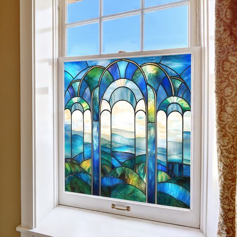 Film de confidentialité coloré pour vitres, 50×50cm, pour la décoration de fenêtres en verre, film à adsorption électrostatique. (1/5)