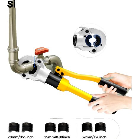 Outil de sertissage hydraulique, force de sertissage de 8 tonnes, dimensions 40x14 cm, taille de la boîte à outils 45x10x20 cm, tailles de matrices 16-32 mm, poids net 4,1 kg (1/5)