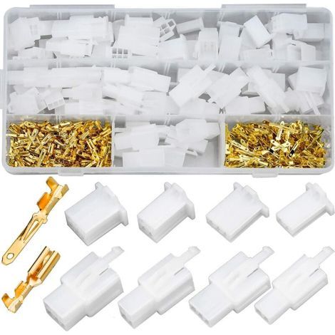 380PCS Connecteur Électrique Moto/Autos 2.8 mm Pas 2 3 4 6 Broches de Connecteurs Mâles et Femelles Sertir Cosse Assortiment Kit (Cosse Electriques 40 Ensembles) (1/5)