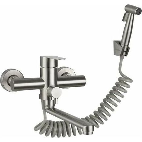 Wandmontierte Einhebel-Küchenarmatur mit Ausziehbrause, Küchenspüle, Edelstahlarmatur, Warm- und Kaltwasser, Waschbecken, Warmwasserhahn und (1/5)