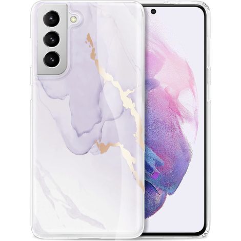 COQUE POUR SAMSUNG GALAXY S21+ MARBRE VIOLET AVEC DOS DE PROTECTION DORÉ