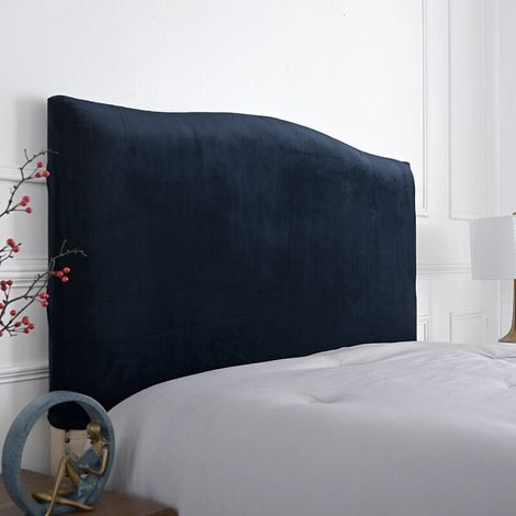 royaluxe - Housse de tête de lit élastique pour tête de lit -150 cm - pour tête de lit 140-170 cm (bleu marine) (1/5)