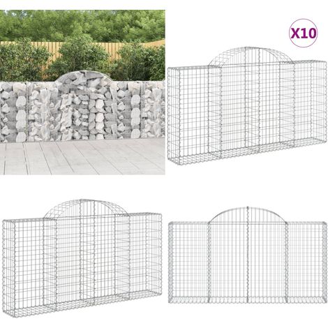 Gabionen mit Hochbogen 10Stk. 200x30x100/120cm Verzinktes Eisen - Gabionen - Gabionenkorb - Gartendekoration - Gartenzubehör - Zaun - Home & Living (1/5)