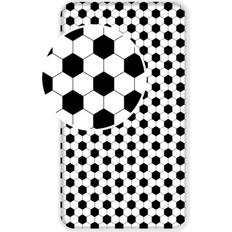 Sábana bajera ajustable de algodón 90x200 fútbol 6038 para niños blancos negros niños jóvenes