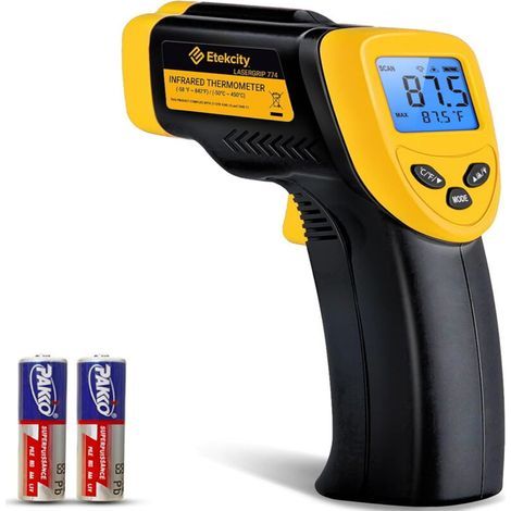 Pistolet de mesure de température laser infrarouge, adapté aux cuisinières, cuisines, réfrigérateurs, jaune, (1/4)