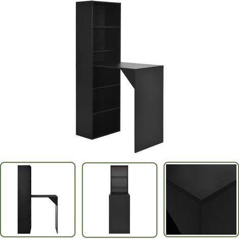 The Living Store Bartisch mit Schrank Schwarz 115x59x200 cm - Esstisch - Bartisch - Kücheninsel - Wohnzimmertisch - Hochstuhl (1/5)