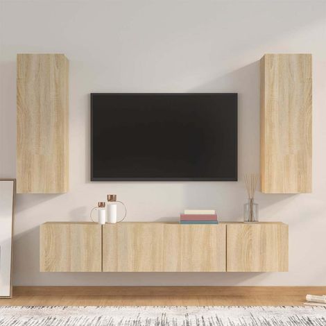 Ensemble de meubles TV 4 pcs pour Salon - Armoire TV Chêne sonoma Bois d'ingénierie BV162809 - BonneVie (1/5)