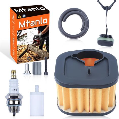 Kit filtre à air, carburant et bougie pour pièces de tronçonneuse Husqvarna 385 390 385XP 390XP, 1 x filtre à air, 1 x bouchon de carburant, 1 x récepteur, 1 x bougie, 1 x ligne de carburant, 1 x filt (1/5)