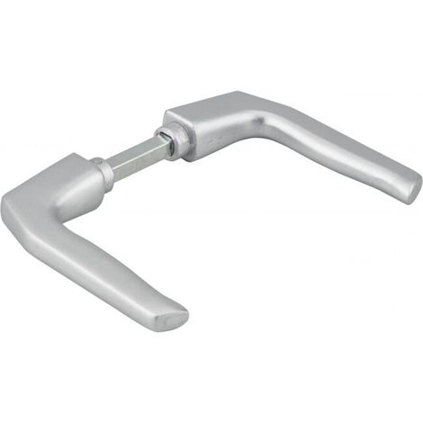 Béquille double à 1 portée pour porte jusqu'à 70 mm – Aluminium fondu finition argent anodisé – Installation facile avec vis pointeau (1/2)