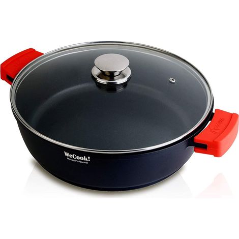 Casseruola bassa Wecook Ø28cm con coperchio serie "Ecostone" in alluminio pressofuso da 5mm