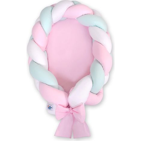 Coccolone intrecciato 2 in 1 per neonati: bianco, rosa e menta (1/2)