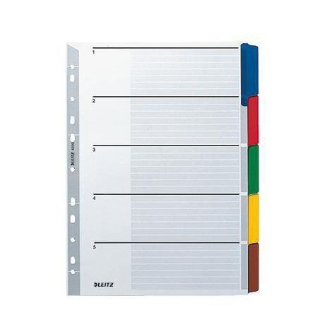 LEITZ Ordnerregister Leitz DIN A4 blanko Karton grau 5 Registerblätter (1/2)