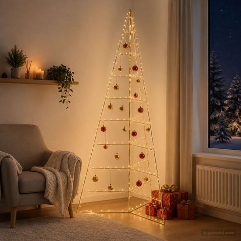 vidaXL Árbol de Navidad de metal KUOPIO 210 cm Acero Dorado (1/5)