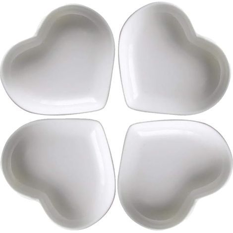 Adorable petit plat à sauce en céramique en forme de cœur, bol à herbes miniature, bol à épices/sauce soja pour sushis, bol de service pour apéritifs, ensemble de petits plats en porcelaine « Love ». (1/5)