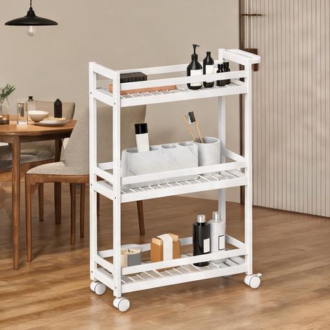 Serviteur en bambou 3 plateaux avec garde-corps 55 x 20 x 75 cm (1/5)