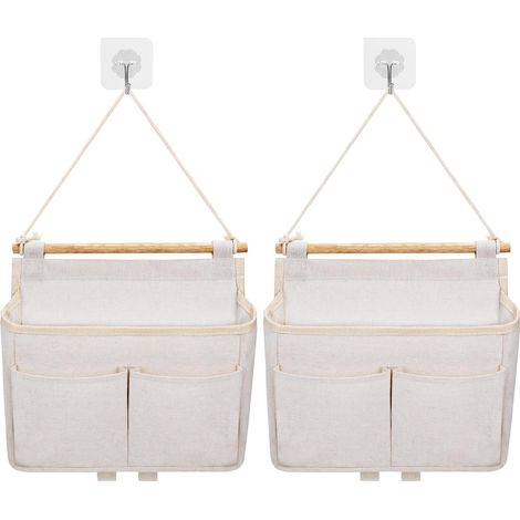Sac De Rangement Mural, 2pcs Sac à Suspendre Organisateur De Poche (Beige) (1/5)