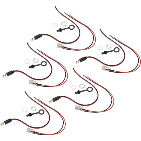 Lot de 5 adaptateurs prise courant DC 5.5x2.1mm 15cm 18AWG femelle avec capuchon étanche (1/5)