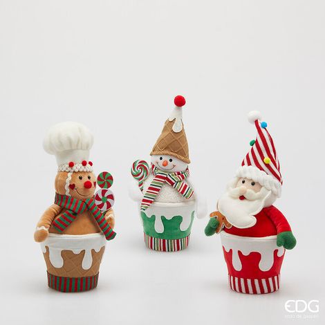 EDG Enzo De Gasperi Decoro Babbo Natale Uomoneve Marzapane Ass. H 35 Green Red 1 Pz