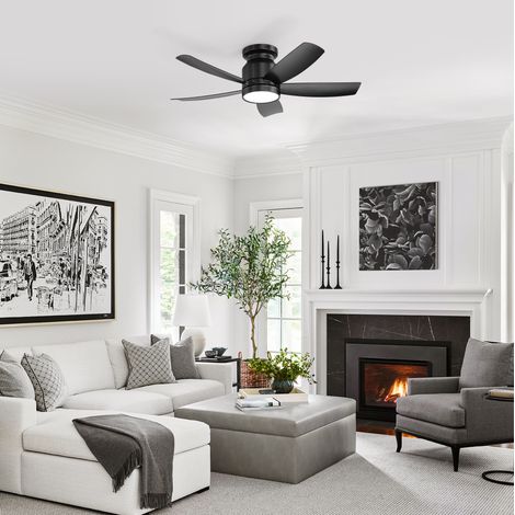 Ventilatore da soffitto da 106 cm con LED da 18 W, telecomando, motore DC reversibile, 6 velocità, ABS nero. (1/5)