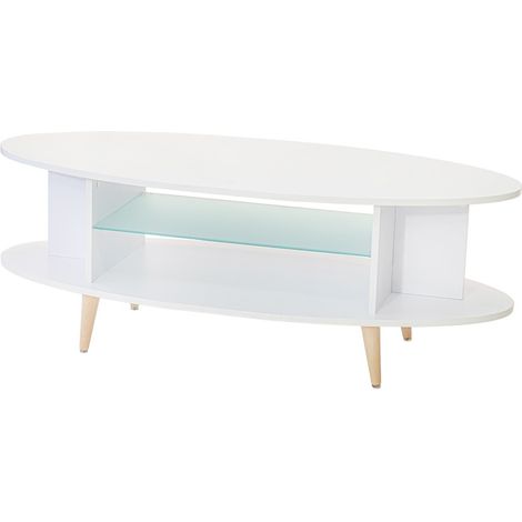TOPKIT Table ovale avec plateau en verre 1300 2475 table basse Table à manger couleur blanche (1/4)