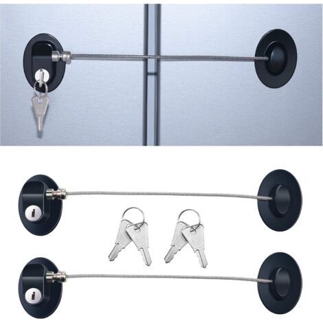 QORVA-3 Pièces de Serrure de la Porte du Réfrigérateur Serrure Adhésive Forte de Porte du Congélateur Verrou de Tiroir de Fichier Serrure d'Armoire de Sécurité Enfant(Noir)