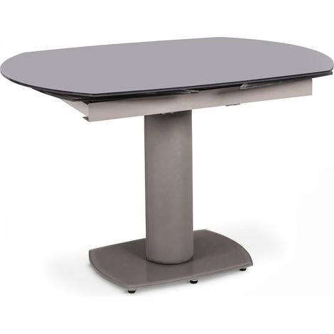 Tavolo Allungabile 120/180x90x76 cm in Similpelle con Top in Vetro Grigio (1/4)