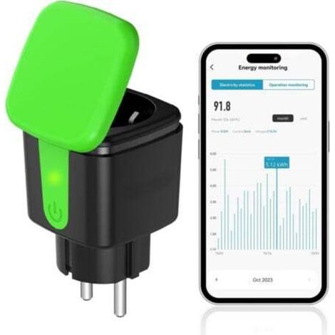 AIPER Prise extérieure WLAN, prise wifi, prise extérieure mesure de la consommation d'énergie, prise de jardin, prise extérieure, Smart plug, compatible avec Alexa et Google Assistant