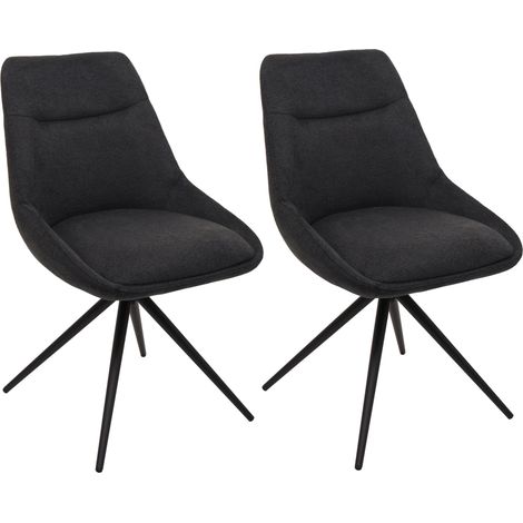 Lot de 2 chaises de salle à manger HWC-M65, chaise de cuisine fauteuil chaise, pivotante auto position métal tissu/texti (1/3)