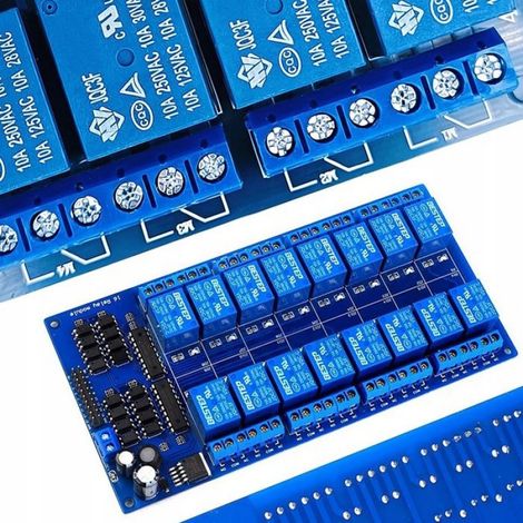 Module Relais 16 Canaux 24V - SPDT 10A - Isolation Optique - Pour Automatisation Et Robotique - 220x57x19 mm (1/4)