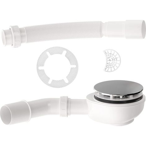 1 - Duschablauf - 90-mm-Siphon - Hohe Durchflussrate 37,2 l/min - Mit Haarfilter und Geruchsstopp - Für flache Duschwannen - Chrom - 63 x 9 cm (1/5)