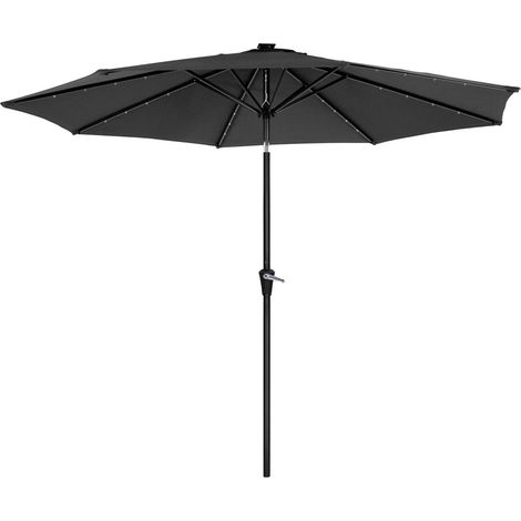 Sombrilla de jardín con bombillas LED solares sombrilla de terraza diámetro 3 m protección UPF50+ inclinación ajustable con manivela sin base gris 120001783 (1/5)