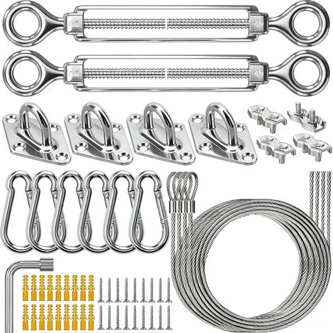 Kit de Fixation pour Voile d'ombrage de 53 pièces, en Acier Inoxydable 304, pour auvents rectangulaires et triangulaires (1/5)