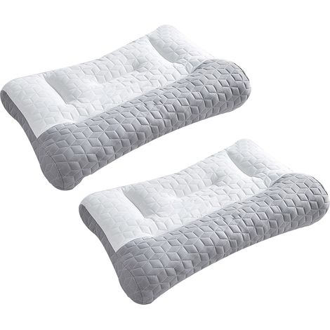 Oreiller orthopédique pour un sommeil profond et confortable, respirant et ergonomique, gris, pour soulager les douleurs aux épaules et à la nuque.-AquaForge (1/5)