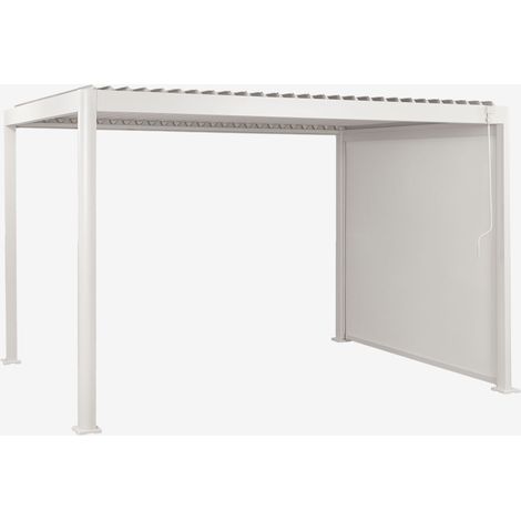 SKLUM Bioklimatische Aluminiumpergola mit Lamellen und seitlichem Druvia-Markise Gardenia Weiß 3x4 m große Pergola mit 1 Markise von 3 m Länge (1/5)