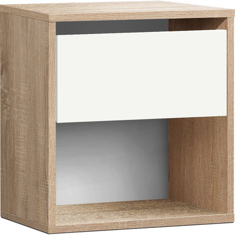 Mesita De Noche Juvenil Con 1 Cajón 42X40X28 Cambrian Blanco (1/2)