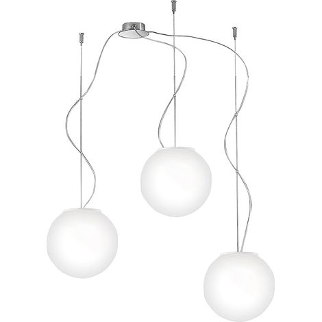 Lampe À Suspension Multiple À 3 Éléments Emily Rossini Group - Verre Blanc Satiné, 16Cm X3, Connexion E14 Ip20, Design Modulaire Et Élégant (1/5)