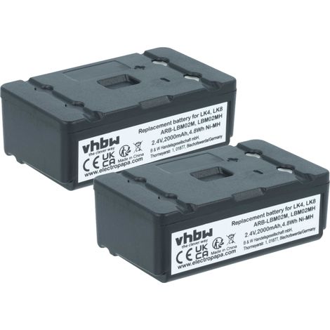 vhbw 2x Batterie compatible avec Autec LK8, Light LK8, Light LK6, Light LK4, LK6, LK4 télécommande remote control (2000mAh, 2,4V, NiMH) (1/4)