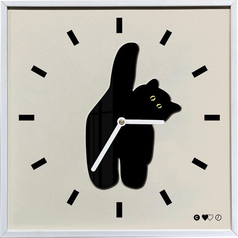 Horloge Murale Design Scandinave - Chat Mignon - Silencieuse - 30x30cm - Pour Cuisine, Salon, Chambre (1/5)