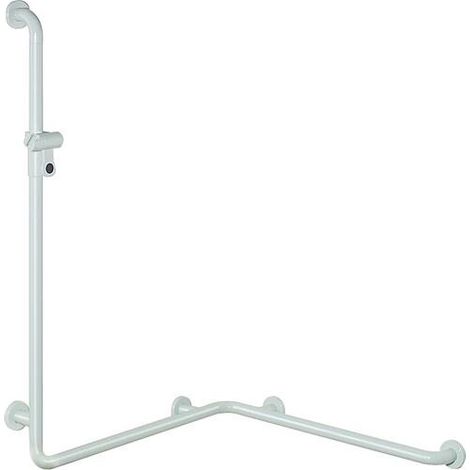 Main courante de douche Hewi série 801 avec barre de douche, 1250x762x762mm, blanc pur
