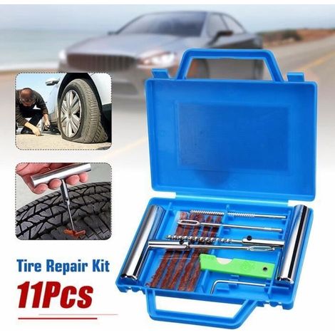 Kit de réparation Tubeless - Non spécifié - 11pcs - Outils de réparation - Compatible voiture - Couleur bleue