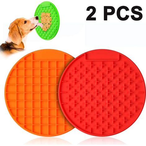 Leckmatte für Hunde und Katzen, ideal zum langsamen Fressen von Joghurt- oder Erdnussbutter-Leckerlis, perfekt für Training, Krallenpflege und Autoreisen, 2er-Pack