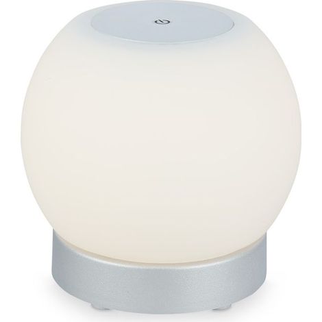 LED Tischlampe Akku Dimmbar Glas Kabellos Touchfunktion 3W chrom Ø16cm Briloner