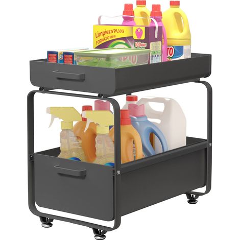 Rangement sous Evier Organisateur de Cuisine à 2 Niveaux Noir (1/5)